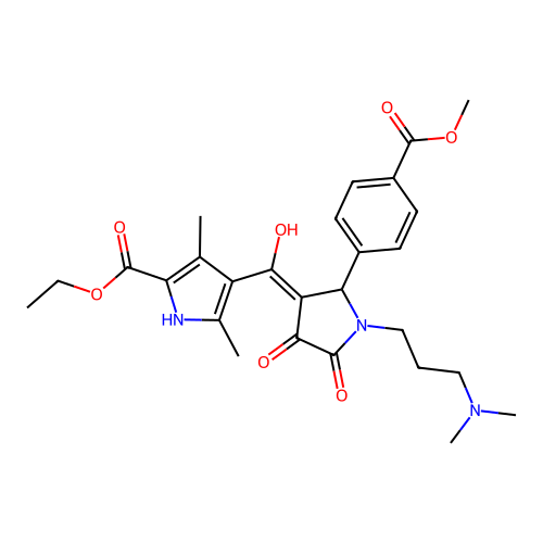 ethyl 4-({1-[3-(dimethylamino)propyl]-4-hydroxy-2-[4-(methoxycarbonyl)phenyl]- 5-oxo(3-pyrrolin-3-yl)}carbonyl)-3,5-dimethylpyrrole-2-carboxylate structure
