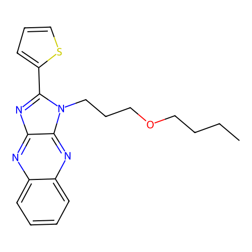 1-(3-butoxypropyl)-2-(thiophen-2-yl)-1H-imidazo[4,5-b]quinoxaline structure