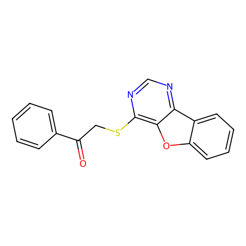 2-(Benzofuro[3,2-d]pyrimidin-4-ylthio)-1-phenylethanone structure