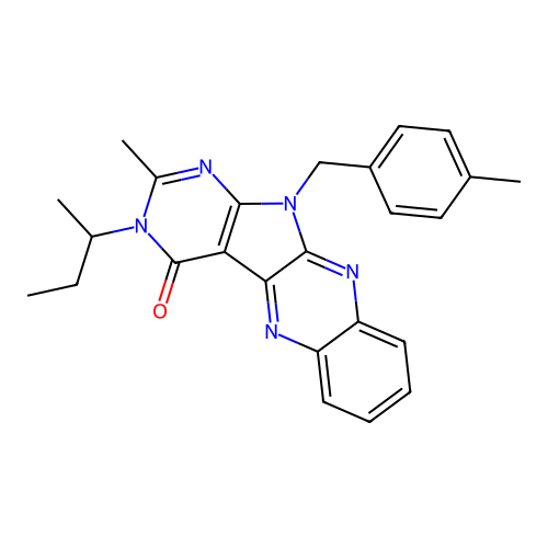 3-(butan-2-yl)-2-methyl-11-(4-methylbenzyl)-3,11-dihydro-4H-pyrimido[5',4':4,5]pyrrolo[2,3-b]quinoxalin-4-one structure