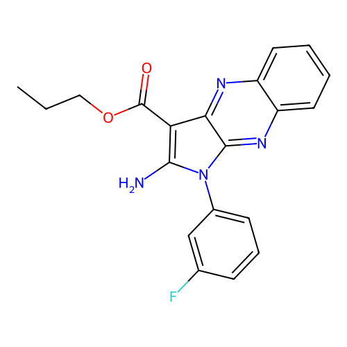 propyl 2-amino-1-(3-fluorophenyl)-1H-pyrrolo[2,3-b]quinoxaline-3-carboxylate structure