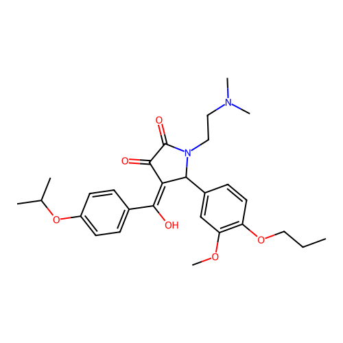 (4E)-1-(2-dimethylaminoethyl)-4-[hydroxy-(4-propan-2-yloxyphenyl)methylidene]-5-(3-methoxy-4-propoxyphenyl)pyrrolidine-2,3-dione structure