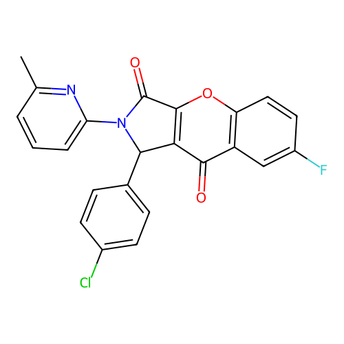 1-(4-chlorophenyl)-7-fluoro-2-(6-methylpyridin-2-yl)-1,2-dihydrochromeno[2,3-c]pyrrole-3,9-dione structure