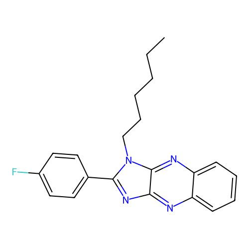 2-(4-fluorophenyl)-1-hexyl-1H-imidazo[4,5-b]quinoxaline structure