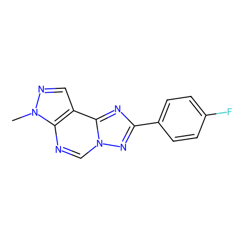 2-(4-fluorophenyl)-7-methyl-7H-pyrazolo[4,3-e][1,2,4]triazolo[1,5-c]pyrimidine structure