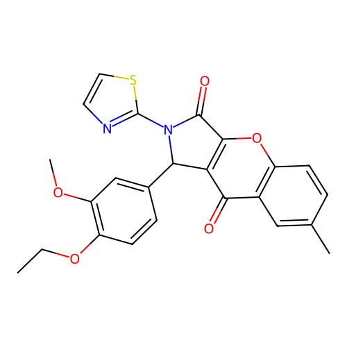 1-(4-ethoxy-3-methoxyphenyl)-7-methyl-2-(1,3-thiazol-2-yl)-1,2-dihydrochromeno[2,3-c]pyrrole-3,9-dione structure