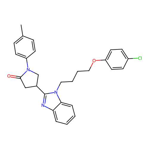 4-(1-(4-(4-chlorophenoxy)butyl)-1H-benzo[d]imidazol-2-yl)-1-(p-tolyl)pyrrolidin-2-one structure