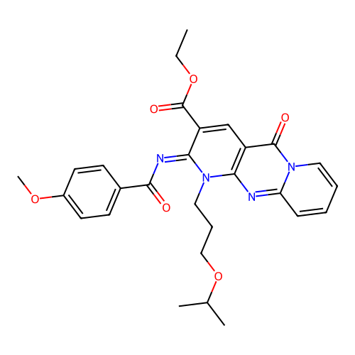 (Z)-ethyl 1-(3-isopropoxypropyl)-2-((4-methoxybenzoyl)imino)-5-oxo-2,5-dihydro-1H-dipyrido[1,2-a:2',3'-d]pyrimidine-3-carboxylate structure