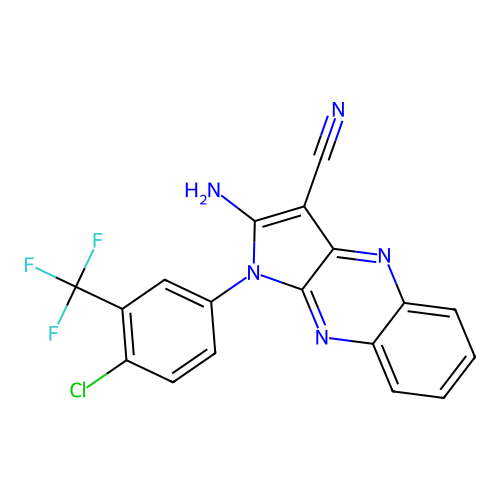 2-amino-1-(4-chloro-3-(trifluoromethyl)phenyl)-1H-pyrrolo[2,3-b]quinoxaline-3-carbonitrile structure
