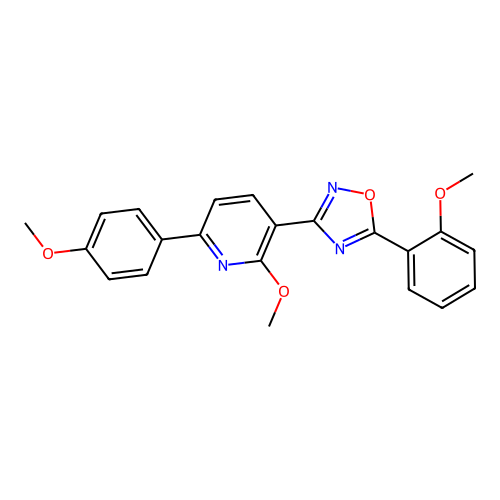 2-methoxy-6-(4-methoxyphenyl)-3-[5-(2-methoxyphenyl)-1,2,4-oxadiazol-3-yl]pyridine structure