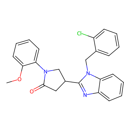 4-{1-[(2-chlorophenyl)methyl]-1H-1,3-benzodiazol-2-yl}-1-(2-methoxyphenyl)pyrrolidin-2-one structure