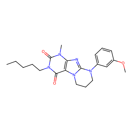 9-(3-methoxyphenyl)-1-methyl-3-pentyl-6,7,8,9-tetrahydropyrimido[2,1-f]purine-2,4(1H,3H)-dione structure