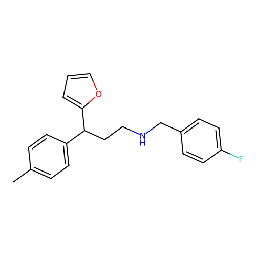 N-(4-fluorobenzyl)-3-(furan-2-yl)-3-(4-methylphenyl)propan-1-amine structure