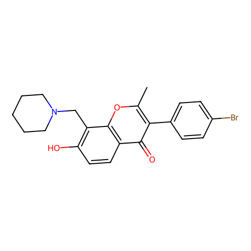 3-(4-bromophenyl)-7-hydroxy-2-methyl-8-(piperidin-1-ylmethyl)-4H-chromen-4-one structure