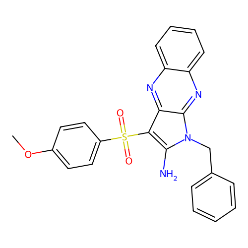 1-benzyl-3-((4-methoxyphenyl)sulfonyl)-1H-pyrrolo[2,3-b]quinoxalin-2-amine structure
