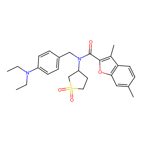 N-[4-(diethylamino)benzyl]-N-(1,1-dioxidotetrahydrothiophen-3-yl)-3,6-dimethyl-1-benzofuran-2-carboxamide structure