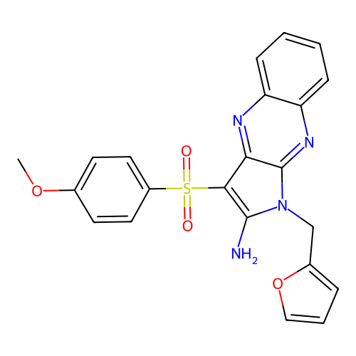 1-(Furan-2-ylmethyl)-3-(4-methoxyphenyl)sulfonylpyrrolo[3,2-b]quinoxalin-2-amine structure