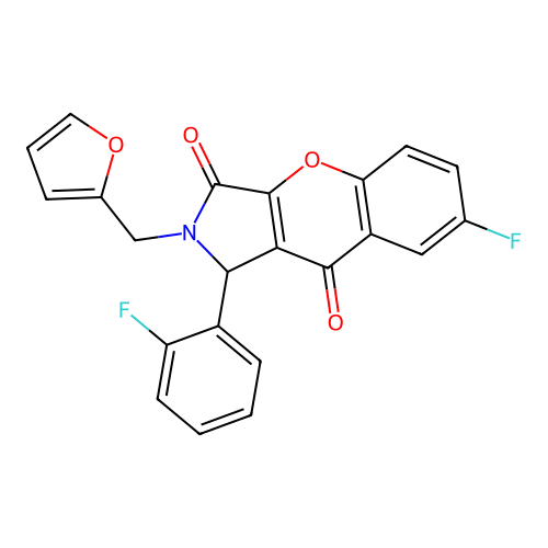 7-fluoro-1-(2-fluorophenyl)-2-(furan-2-ylmethyl)-1,2-dihydrochromeno[2,3-c]pyrrole-3,9-dione structure