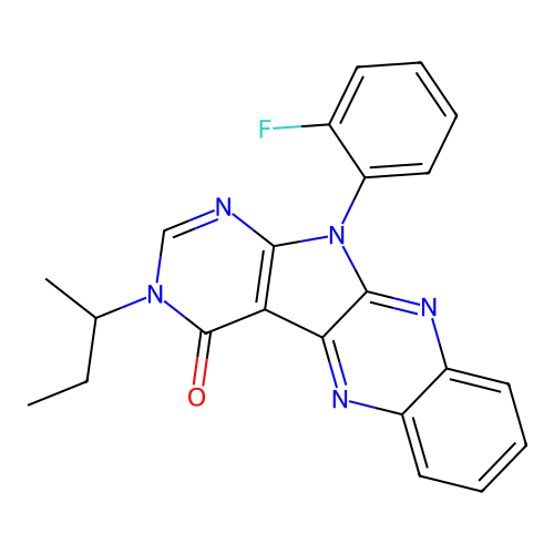 3-(butan-2-yl)-11-(2-fluorophenyl)-3,11-dihydro-4H-pyrimido[5',4':4,5]pyrrolo[2,3-b]quinoxalin-4-one structure
