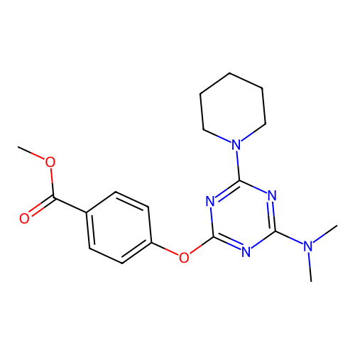 Methyl 4-{[4-(dimethylamino)-6-(piperidin-1-yl)-1,3,5-triazin-2-yl]oxy}benzoate structure