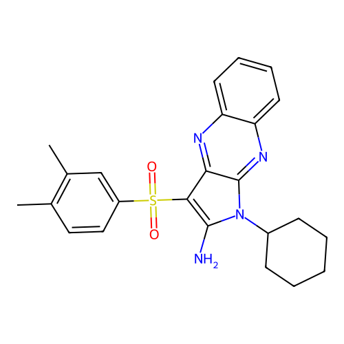 1-cyclohexyl-3-((3,4-dimethylphenyl)sulfonyl)-1H-pyrrolo[2,3-b]quinoxalin-2-amine structure