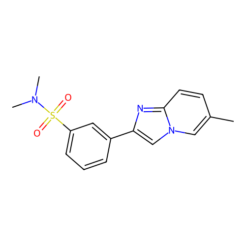N,N-dimethyl-3-(6-methylimidazo[1,2-a]pyridin-2-yl)benzenesulfonamide structure