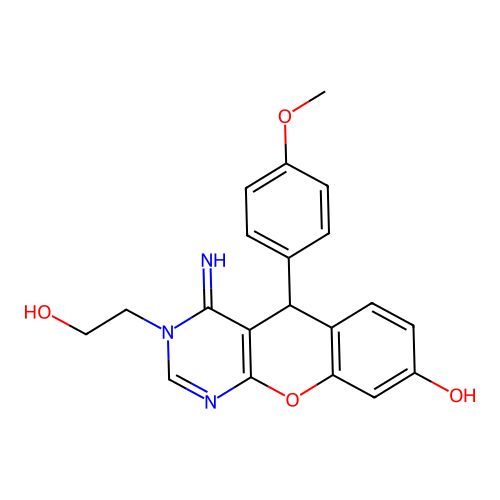 3-(2-hydroxyethyl)-4-imino-5-(4-methoxyphenyl)-3,5-dihydro-4H-chromeno[2,3-d]pyrimidin-8-ol structure