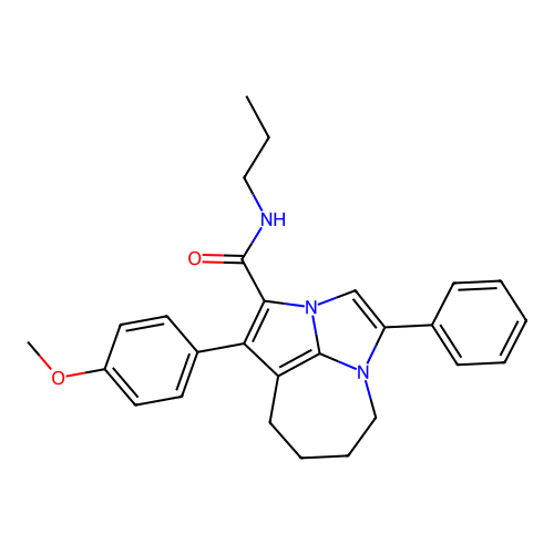 1-(4-methoxyphenyl)-4-phenyl-N-propyl-5,6,7,8-tetrahydro-2a,4a-diazacyclopenta[cd]azulene-2-carboxamide structure