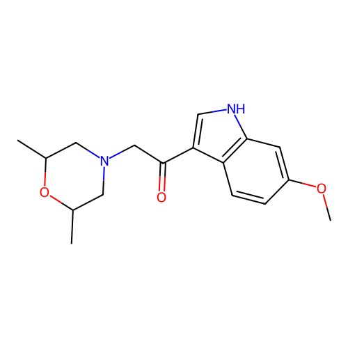 2-(2,6-dimethylmorpholin-4-yl)-1-(6-methoxy-1H-indol-3-yl)ethanone structure