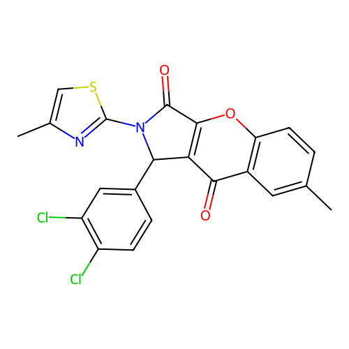 1-(3,4-dichlorophenyl)-7-methyl-2-(4-methyl-1,3-thiazol-2-yl)-1,2-dihydrochromeno[2,3-c]pyrrole-3,9-dione structure