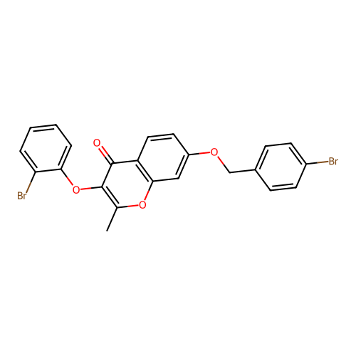 7-[(4-Bromophenyl)methoxy]-3-(2-bromophenoxy)-2-methylchromen-4-one structure