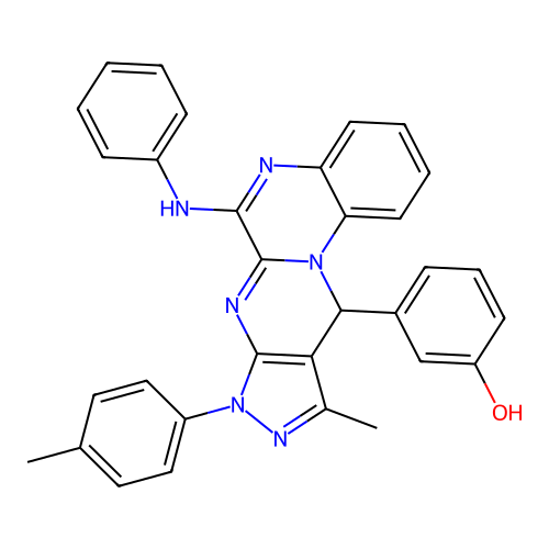 3-(10-methyl-6-(phenylamino)-8-(p-tolyl)-8,11-dihydropyrazolo[3',4':4,5]pyrimido[1,2-a]quinoxalin-11-yl)phenol structure