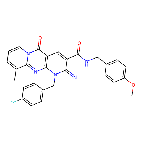 1-(4-fluorobenzyl)-2-imino-N-(4-methoxybenzyl)-10-methyl-5-oxo-1,5-dihydro-2H-dipyrido[1,2-a:2',3'-d]pyrimidine-3-carboxamide structure
