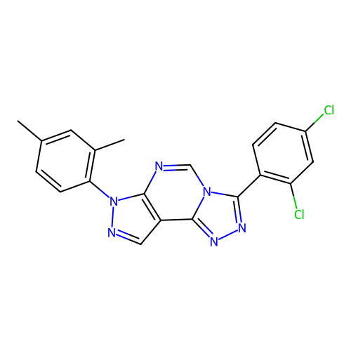3-(2,4-dichlorophenyl)-7-(2,4-dimethylphenyl)-7H-pyrazolo[4,3-e][1,2,4]triazolo[4,3-c]pyrimidine structure