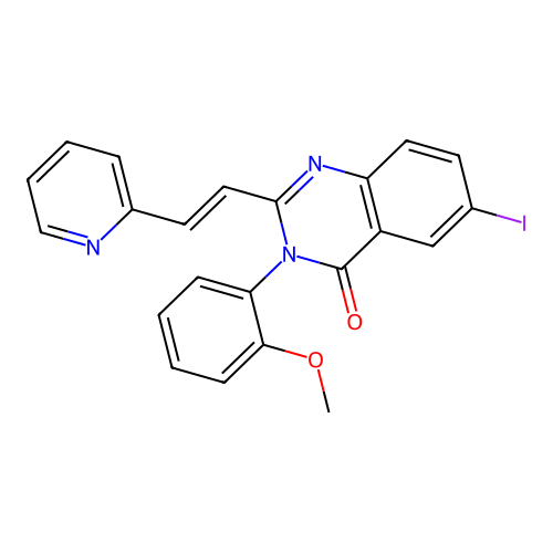 6-iodo-3-(2-methoxyphenyl)-2-[(E)-2-(pyridin-2-yl)ethenyl]quinazolin-4(3H)-one structure