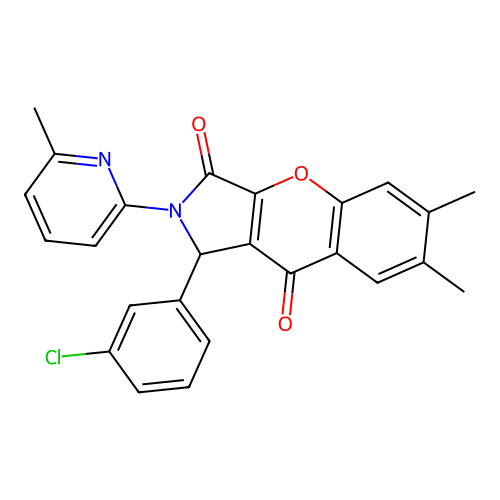 1-(3-chlorophenyl)-6,7-dimethyl-2-(6-methylpyridin-2-yl)-1,2-dihydrochromeno[2,3-c]pyrrole-3,9-dione structure