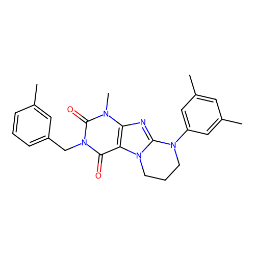 9-(3,5-dimethylphenyl)-1-methyl-3-(3-methylbenzyl)-6,7,8,9-tetrahydropyrimido[2,1-f]purine-2,4(1H,3H)-dione structure