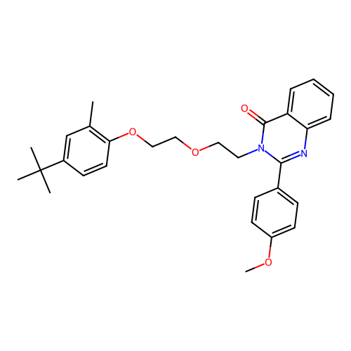 2-(4-methoxyphenyl)-3-[2-[2-(2-methyl-4-tert-butyl-phenoxy)ethoxy]ethyl]quinazolin-4-one structure