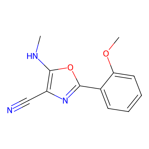 2-(2-Methoxyphenyl)-5-(methylamino)-1,3-oxazole-4-carbonitrile structure