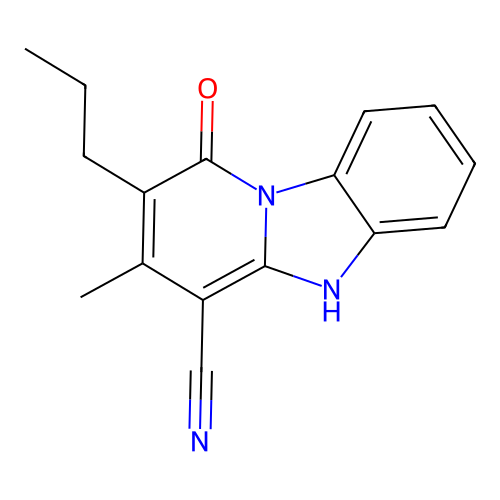 3-methyl-1-oxo-2-propyl-5H-pyrido[1,2-a]benzimidazole-4-carbonitrile structure