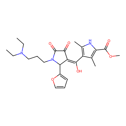 methyl 4-({1-[3-(diethylamino)propyl]-2-(2-furyl)-4-hydroxy-5-oxo(3-pyrrolin-3 -yl)}carbonyl)-3,5-dimethylpyrrole-2-carboxylate structure