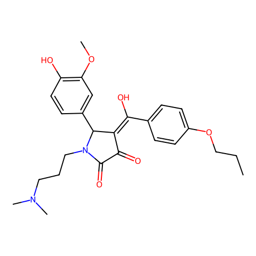 (4E)-1-[3-(dimethylamino)propyl]-5-(4-hydroxy-3-methoxyphenyl)-4-[hydroxy-(4-propoxyphenyl)methylidene]pyrrolidine-2,3-dione structure