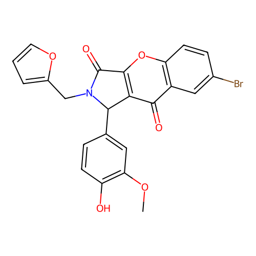 7-bromo-2-(furan-2-ylmethyl)-1-(4-hydroxy-3-methoxyphenyl)-1,2-dihydrochromeno[2,3-c]pyrrole-3,9-dione structure