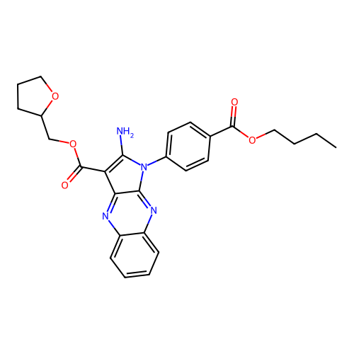 oxolan-2-ylmethyl 2-amino-1-(4-butoxycarbonylphenyl)pyrrolo[3,2-b]quinoxaline-3-carboxylate structure