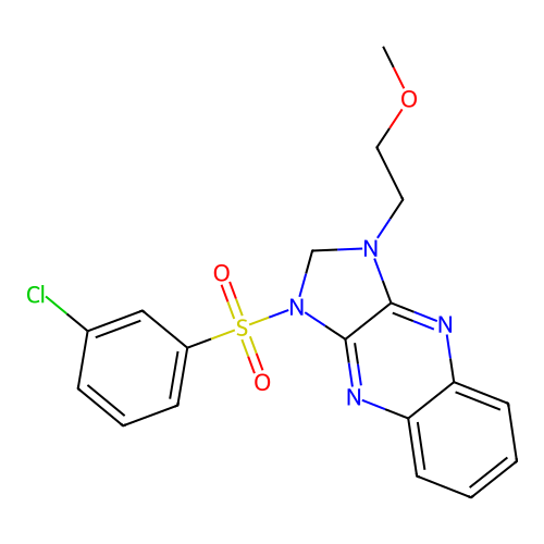 1-((3-chlorophenyl)sulfonyl)-3-(2-methoxyethyl)-2,3-dihydro-1H-imidazo[4,5-b]quinoxaline structure