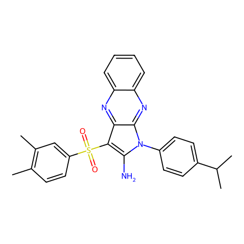 3-(3,4-dimethylphenyl)sulfonyl-1-(4-propan-2-ylphenyl)pyrrolo[3,2-b]quinoxalin-2-amine structure