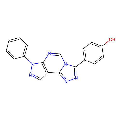 4-(7-phenyl-7H-pyrazolo[4,3-e][1,2,4]triazolo[4,3-c]pyrimidin-3-yl)phenol structure