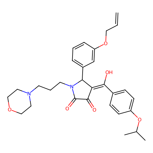 (4E)-4-[hydroxy-(4-propan-2-yloxyphenyl)methylidene]-1-(3-morpholin-4-ylpropyl)-5-(3-prop-2-enoxyphenyl)pyrrolidine-2,3-dione structure
