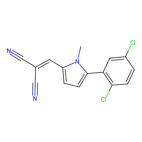 {[5-(2,5-dichlorophenyl)-1-methyl-1H-pyrrol-2-yl]methylidene}propanedinitrile structure