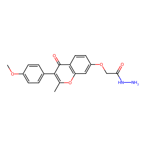 2-{[3-(4-methoxyphenyl)-2-methyl-4-oxo-4H-chromen-7-yl]oxy}acetohydrazide structure